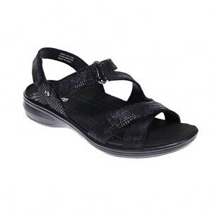 NEW REVERE women's zanzibar sandals in black lizard